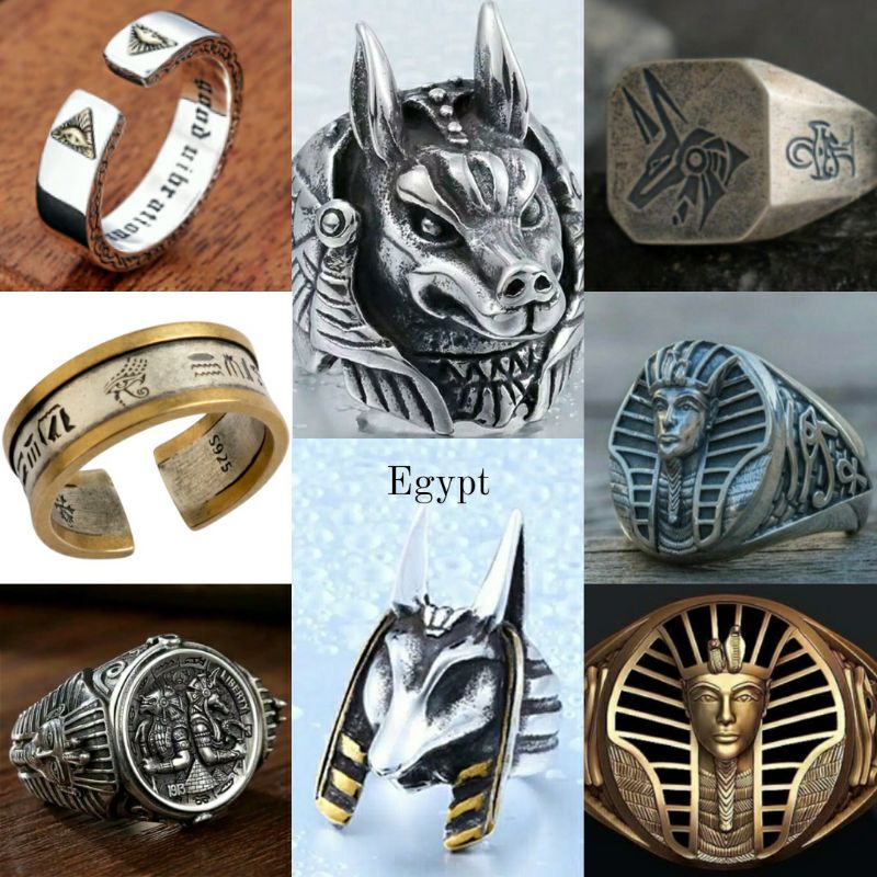 Cincin pria tengkorak punk style men ring egypt tribe series