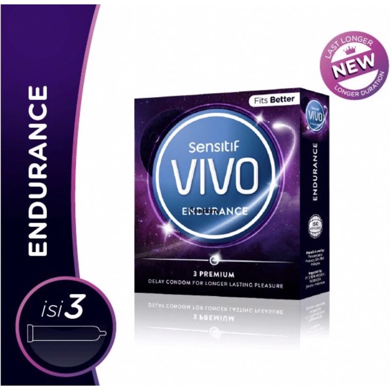 Kondom vivo endurance isi 3 ( lebih tahan lama ) privasi aman