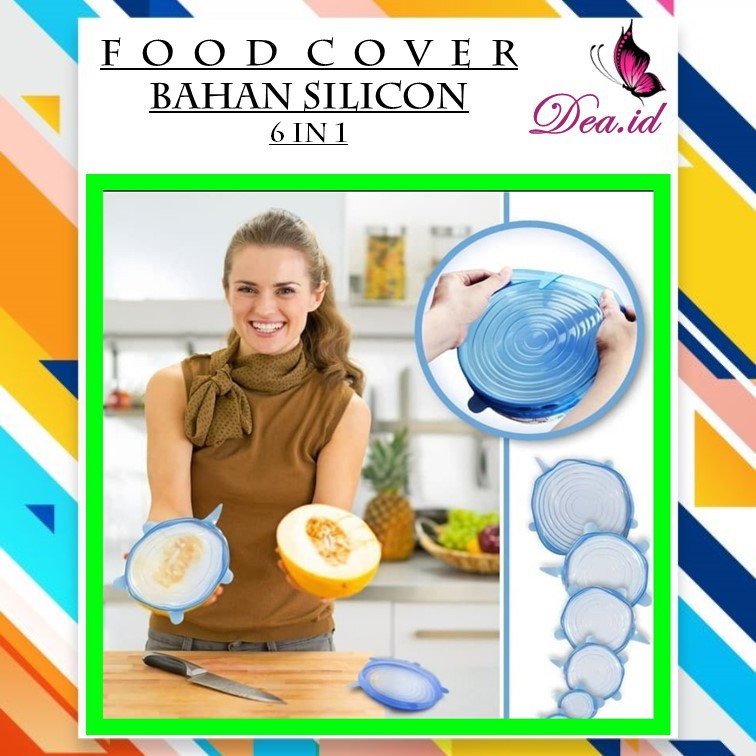 [DEASHOP] FOOD COVER SILIKON - STRETCH BOWL COVER LID SILICON - 6 IN 1 - TUTUP WADAH SERBAGUNA