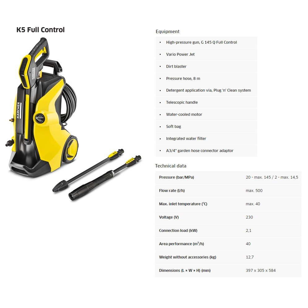 Karcher High Pressure Cleaner K 5 Full Control / K5 Full Control