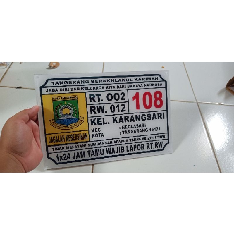 NO RUMAH RT RW CUSTOM ACRYLIC / SENG