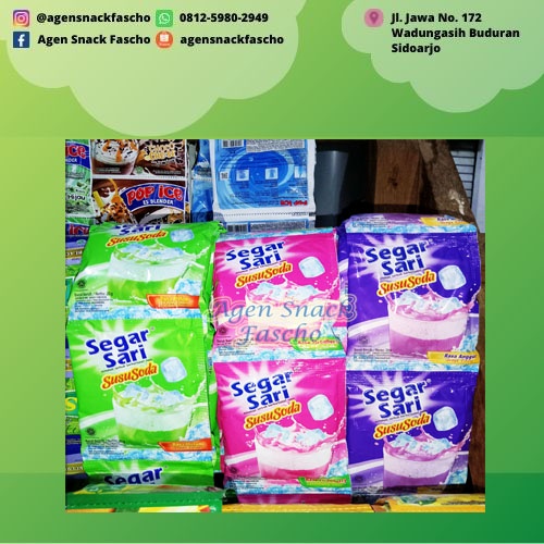 

Segar Sari Susu Soda Sachet/Anggur/Melon/Strawberry 20 gram (1 renceng isi 10 sachet)