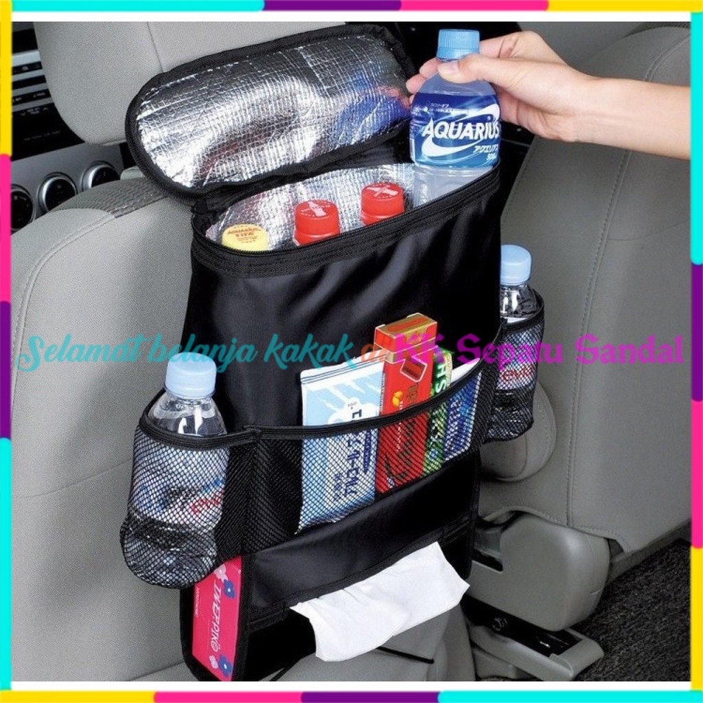 ◔‿◔ Car Seat Organizer Jok mobil - Tempat Barang di Kursi Mobil - Tas Pendingin Minuman - Tempat min