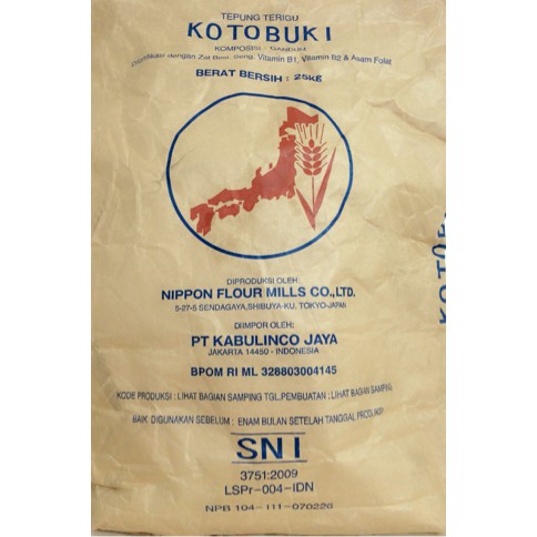 

Tepung Kotobuki 1 KG REPACK Tepung Protein Rendah Halal Import