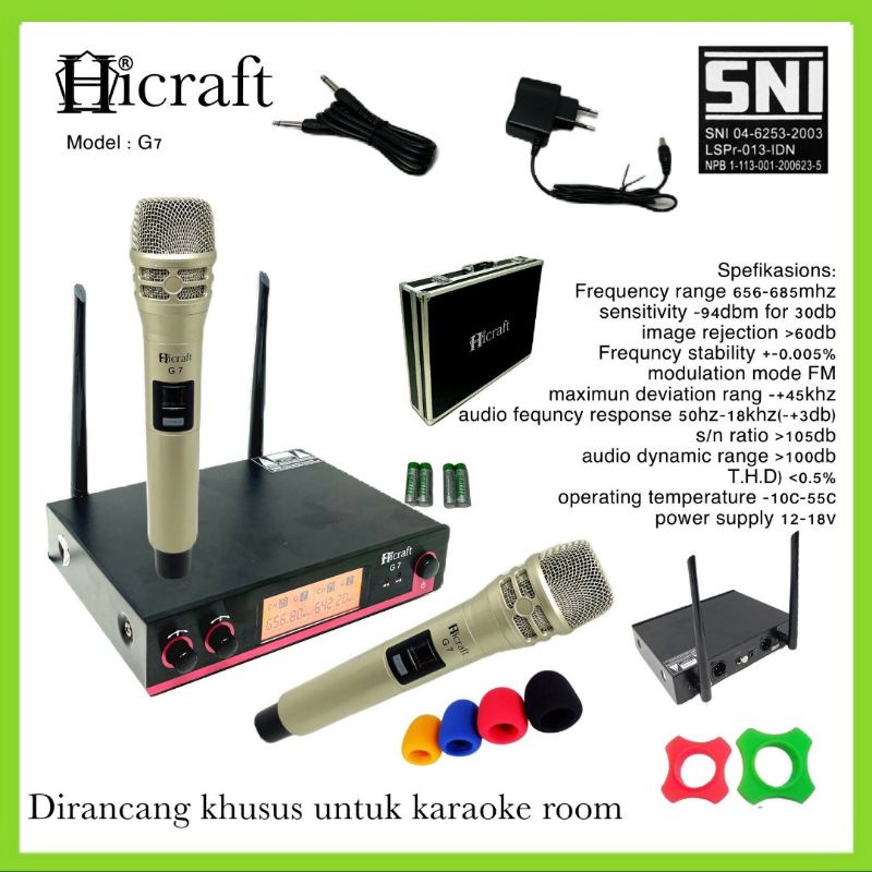 Mic Wireless HICRAFT G7 Gold UHF Microphone Karaoke, Mc, 2 Handheld