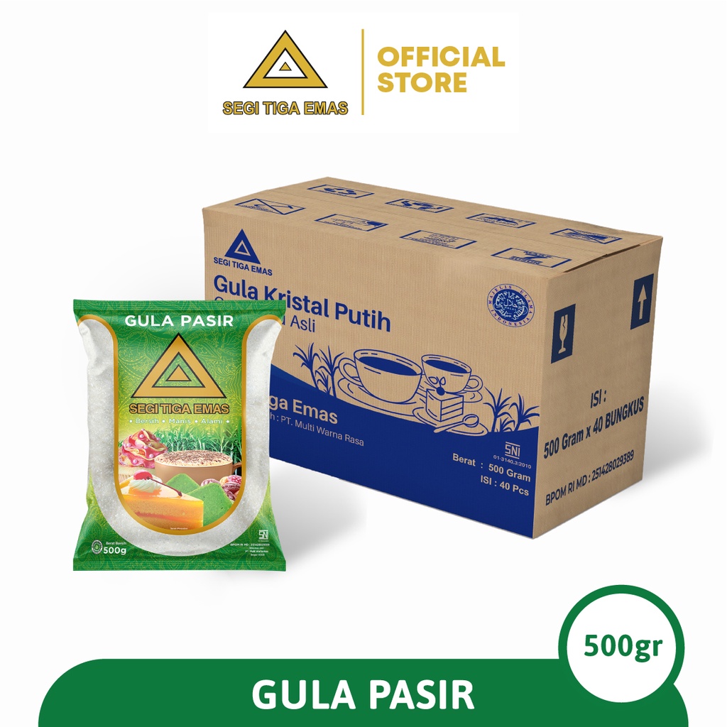 

Gula Pasir Segi Tiga Emas 500gr x 40pcs