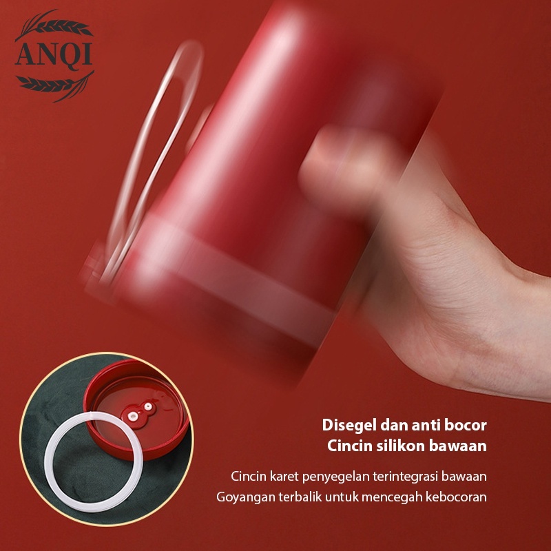 ANQI1888 cangkir sup/anti bocor Tumpah Portable sop cup Free Sendok BPA Free/pemanas microwave 330ml