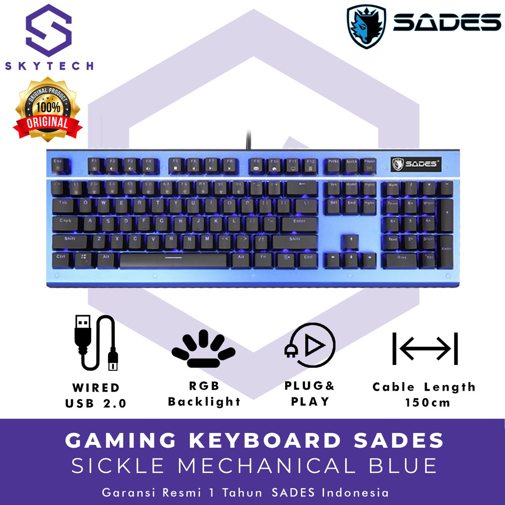 KEYBOARD GAMING MECHANICAL SADES SICKLE ORIGINAL GARANSI RESMI