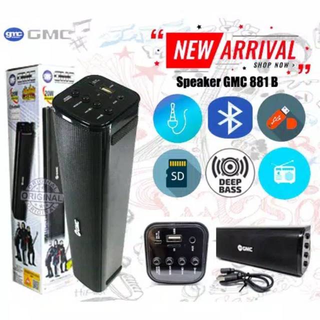 SPEAKER MULTIMEDIA GMC 881B PORTABLE/SPEAKER BLUETOOTH USB MEMORY WIRELESS GMC ORIGINAL SUPER BASS