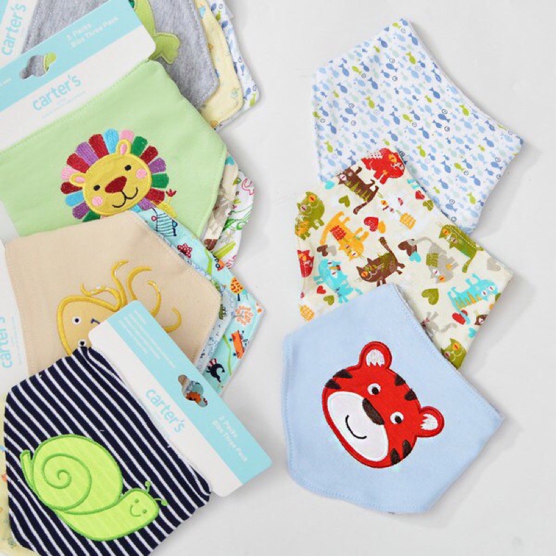 LID9016 Boys/ Girls 3 in 1 Slabber/ Bibs/ Celemek Segitiga Cotton