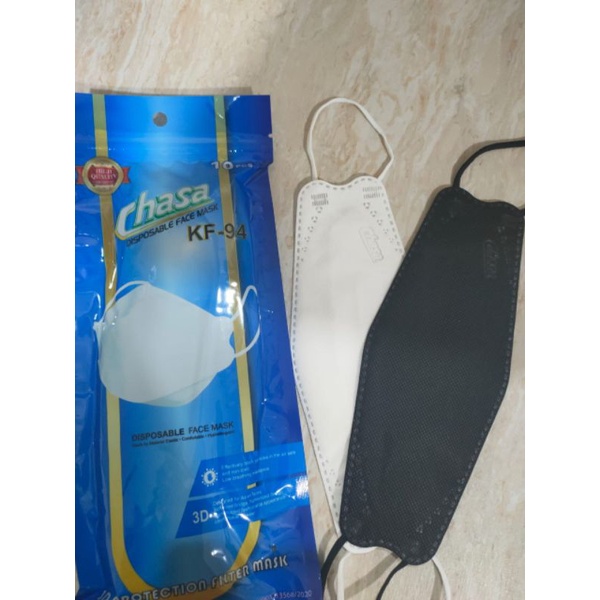 Kf94 chasa hitam putih isi 10 pcs ada embos