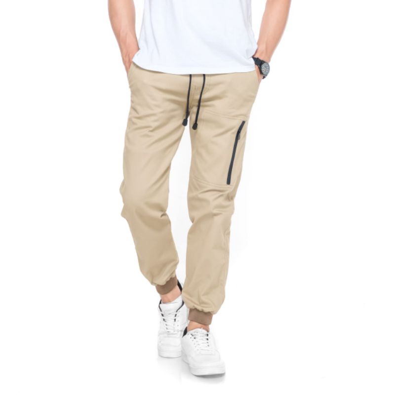 Outfit Celana Panjang Jogger Chino Zipper resleting pria wanita premium