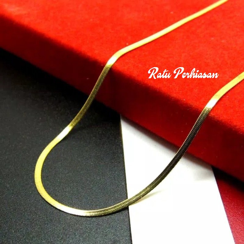 Kalung Titanium Pria Wanita Pipih Emas Gold | Shopee Indonesia