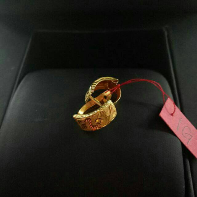 Anting Emas asli model klip cristal