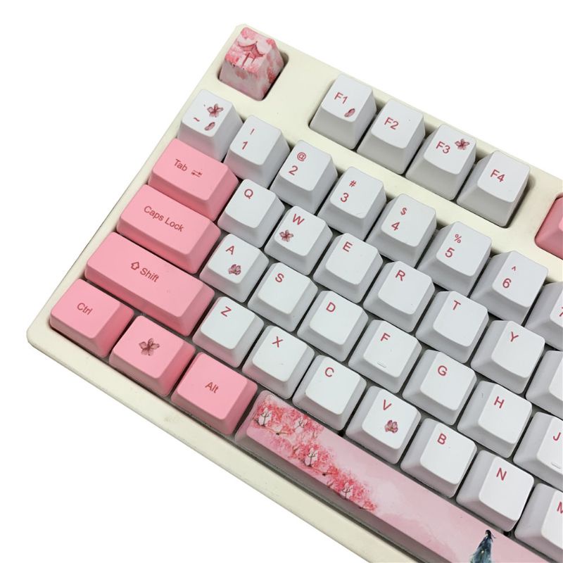 Keycaps btsg PBT DIY Keycaps Untuk Keyboard Mekanik Gaming Lucu Pink