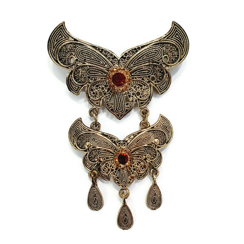 Bros Kebaya Etnik Kutubaru Susun 2/Bros Pesta Hijab Tingkat Tumpuk Yogja-A - Gold Bakar