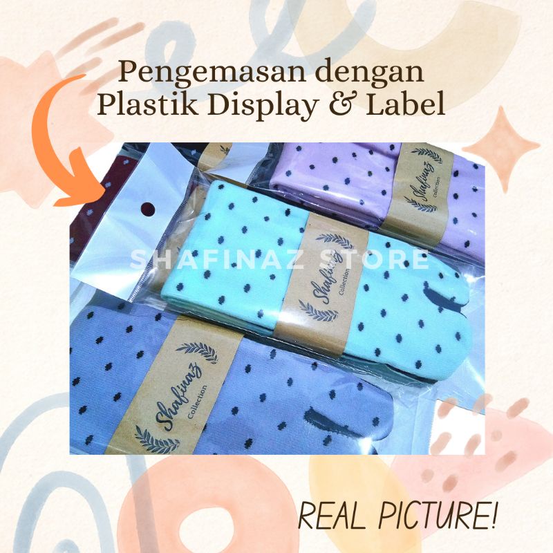 SHAF Kaos Kaki Jempol Nylon Motif Polkadot Kaoskaki Muslimah Panjang Polka Tapak Hitam Warna Pastel-2