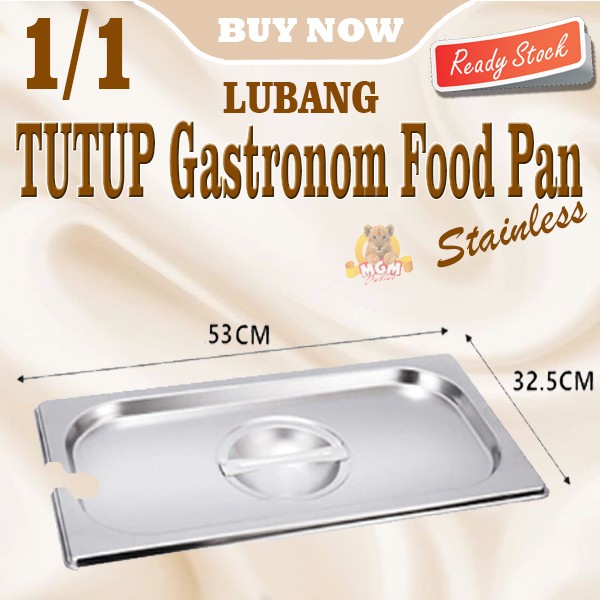 Tutup Food pan Stainless 1/1 gastronorms Cover open LUBANG prasmanan