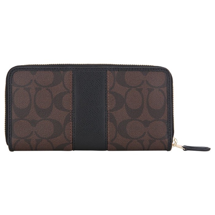 Coach Darkbrown Signature Round Zipper Wallet Outlet Ladies