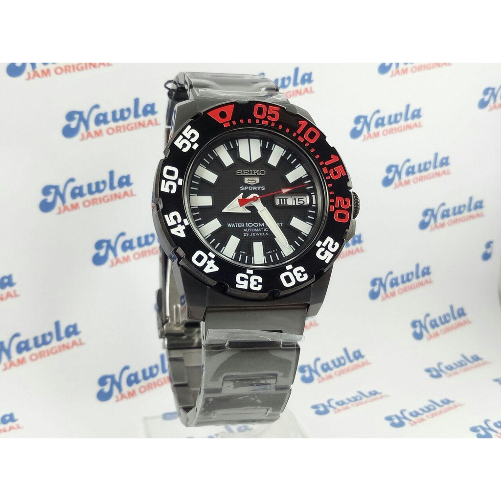 Seiko 5 Sports SNZF53K1 Automatic Black Monster 100M | Jam Pria SNZF53