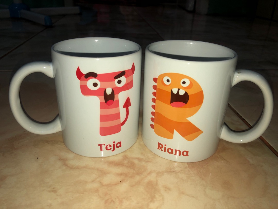 Mug Cangkir Animal Kid Inisial Huruf Abjad