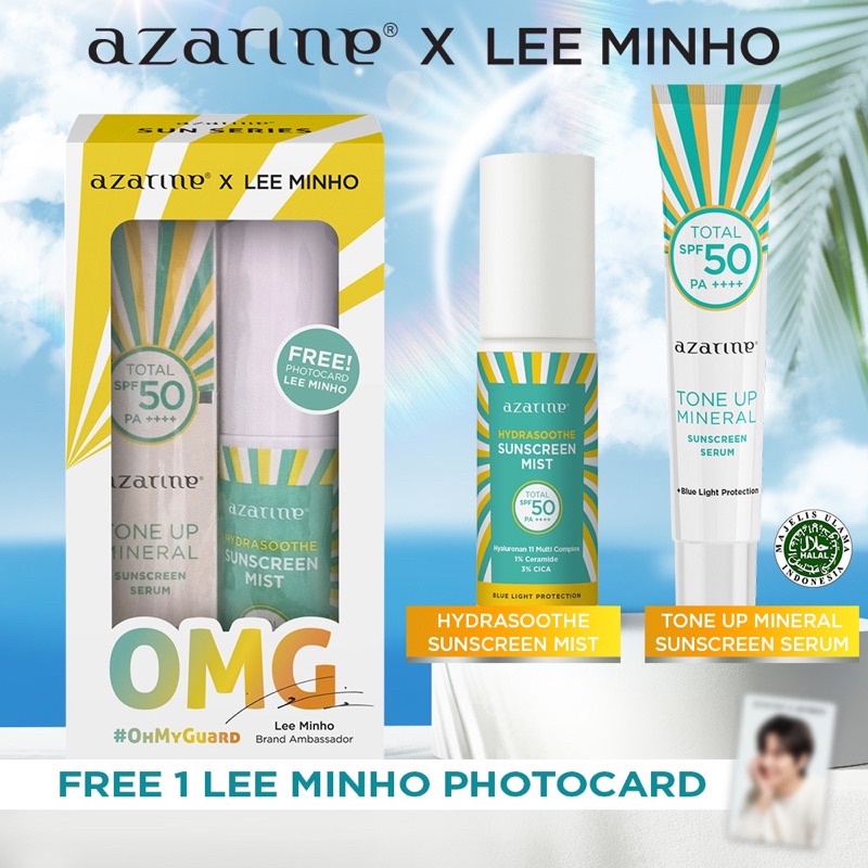 AZARINE X Lee Min Ho OMG Oh My Guard Bundle Hydrasoothe Sunscreen Gel // Hydramax Sunscreen Serum // Tone Up Mineral Sunscreen Serum // Hydrasoothe Sunscreen Mist