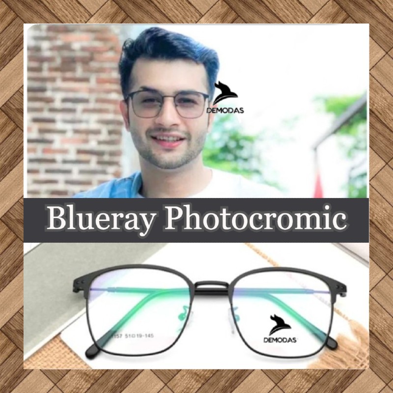 Kacamata Lensa Photocromic (AntiRadiasi Photochromic Blueray Bluecromic) bluechromic Normal Minus Silinder 1157 Kacamata minus wanita kacamata wanita demodass Demodas Glasses