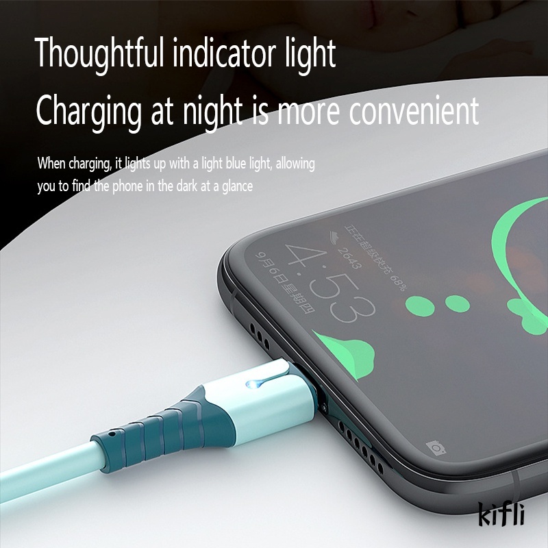 Kabel Data, Charger Usb, Bahan Silikon, Dengan Lampu, Untuk Iphone / Ipad / Airpods