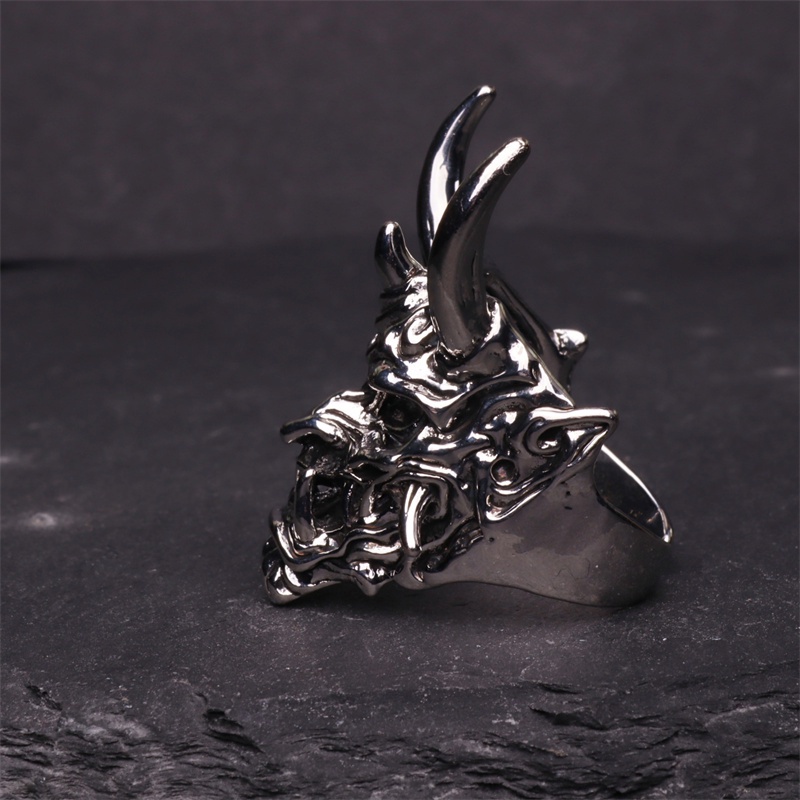 【COD】Cincin Desain Tengkorak Monster Prajna Demon Mask Gaya Retro Gothic Untuk Pria