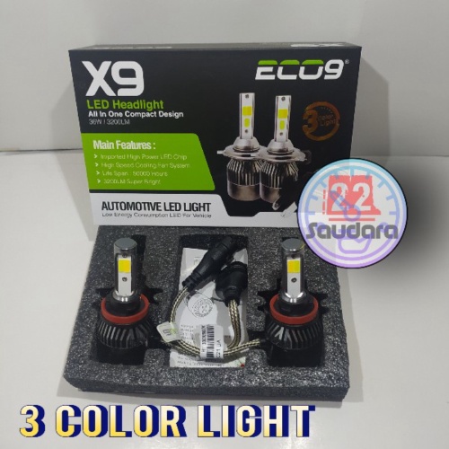 LAMPU LED MOBIL 3 WARNA X9 ECO9 LUMINOS LED H11 H8 H16 - X9 ECO9 Limited