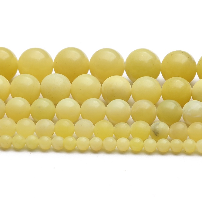 Alami Lemon Jade Stone Beads, Diameter 4/6/8/10/12mm, Diameter lubang sekitar 1mm, digunakan untuk Membuat Perhiasan DIY Strand