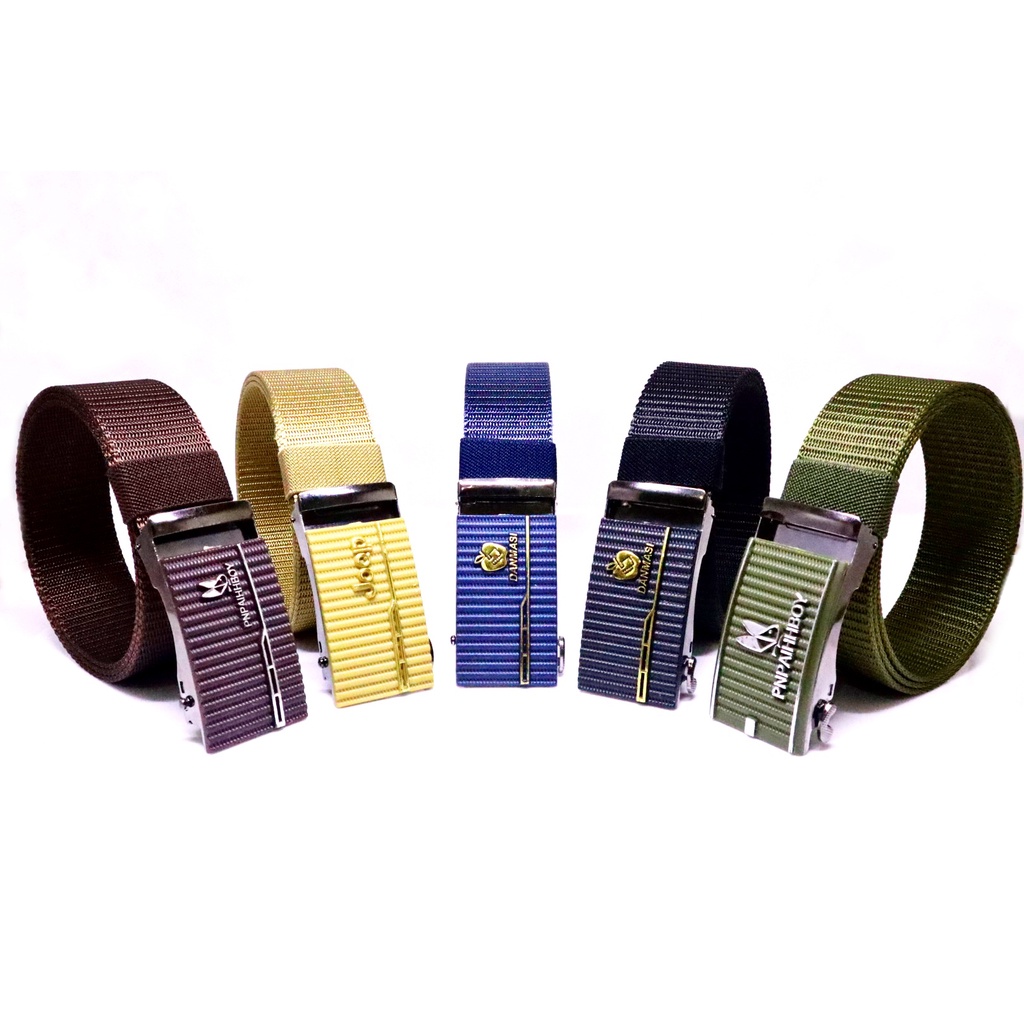 Ikat Pinggang Pria Nylon Kanvas Kepala Besi ABS Sabuk Pria Canvas Trendy Gesper NYLON Men Belt - 40-NLD-BDK