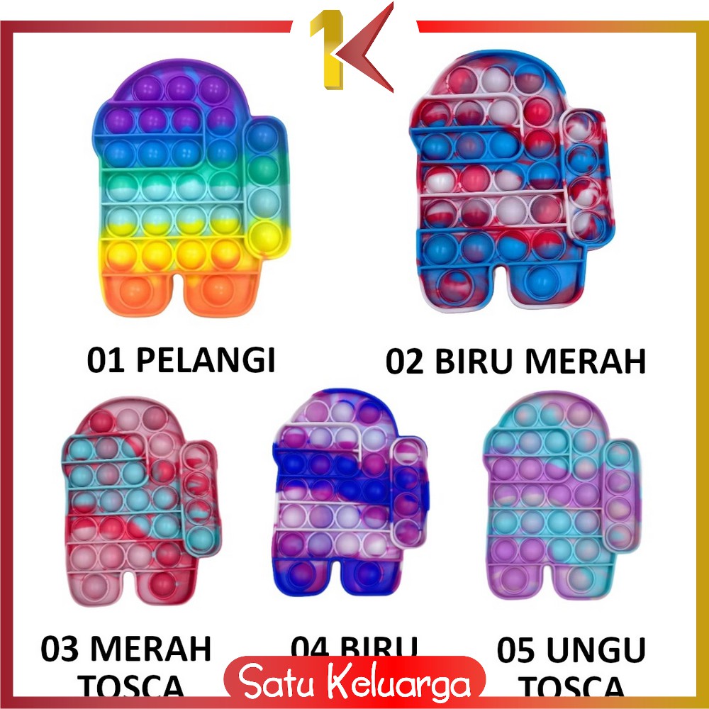 SK-M131 Mainan Pop It Rainbow Karakter Fidget Push Pop It Among Us Bulat Tik Tok Pop Its Mainan Anak-AMONG US COLOURFULL