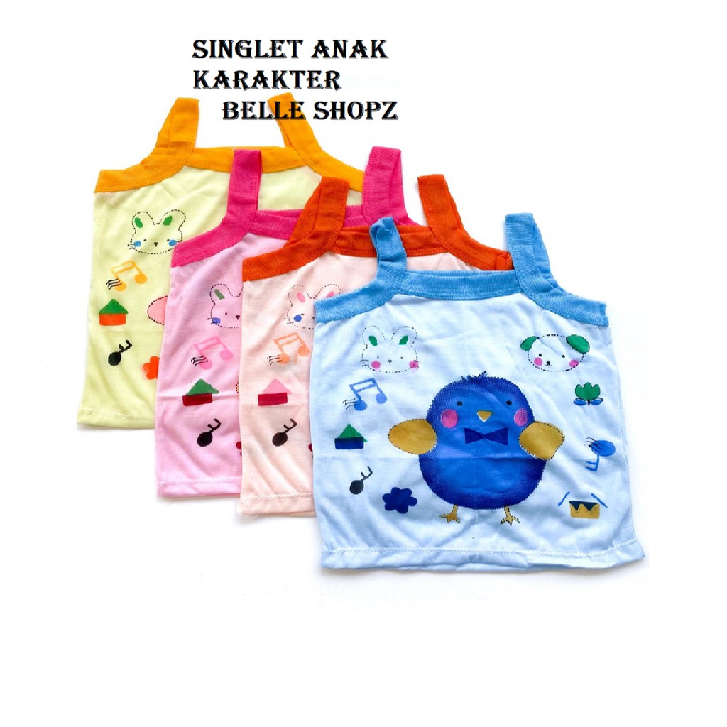 Singlet / Tanktop Anak Perempuan Karakter Lucu MATA / AYAM