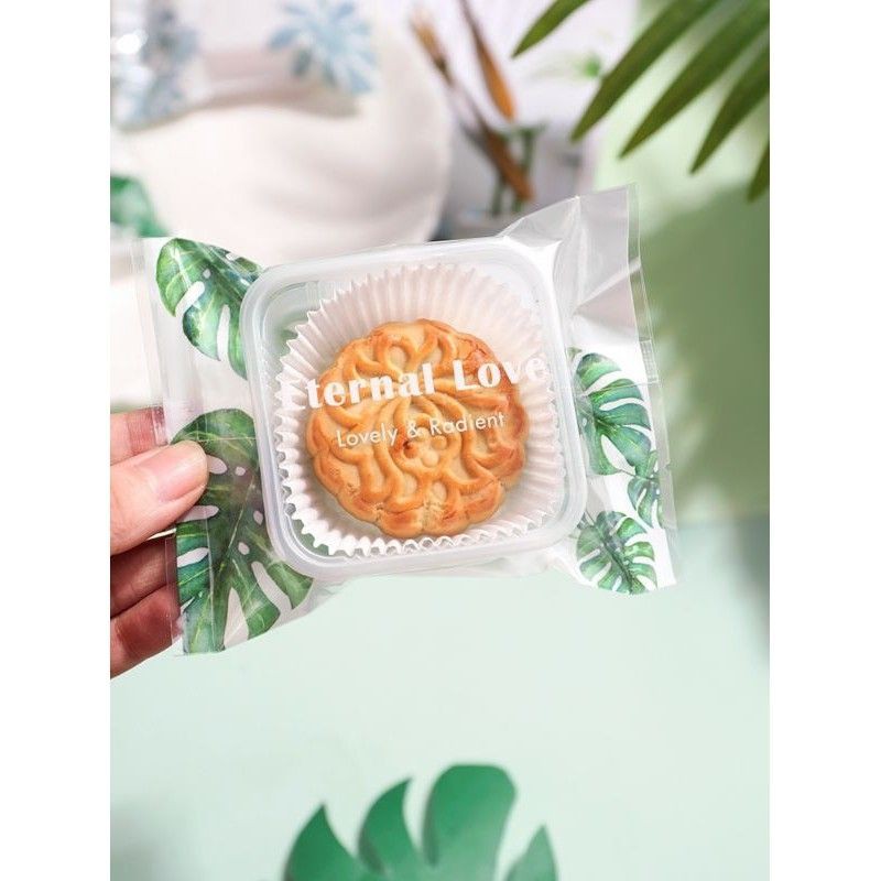 PLASTIK SEALER MOONCAKE  50-80GR 9x11, 10x13 100 pcs motif DAUN LEAVES