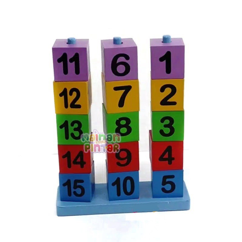 Menara Angka Warna - Mainan Edukasi Anak - Mainan Kayu Pintar