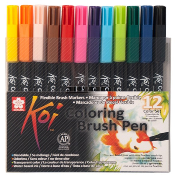 

Sakura Koi Coloring Brush Pen - 12 Color Set Coloring Brush isi 12