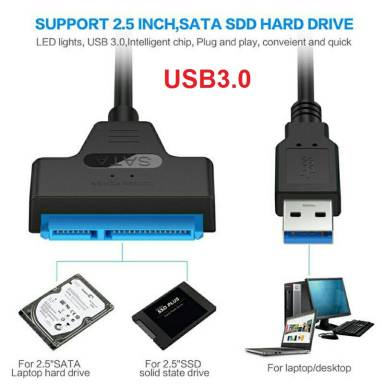 Adapter Converter Hard Disk SATA to USB3.0/2.0 untuk HDD 2.5Inch SSD Converter USB to SATA(22pin)