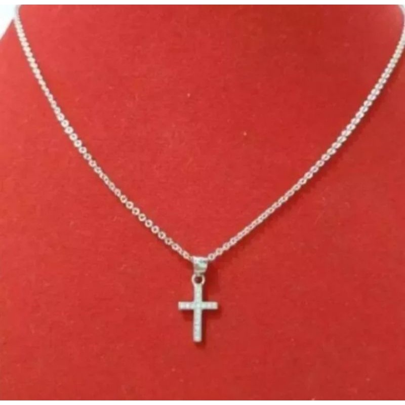 Kalung Salip Titanium Silver Kalung Pria/Wanita Silver