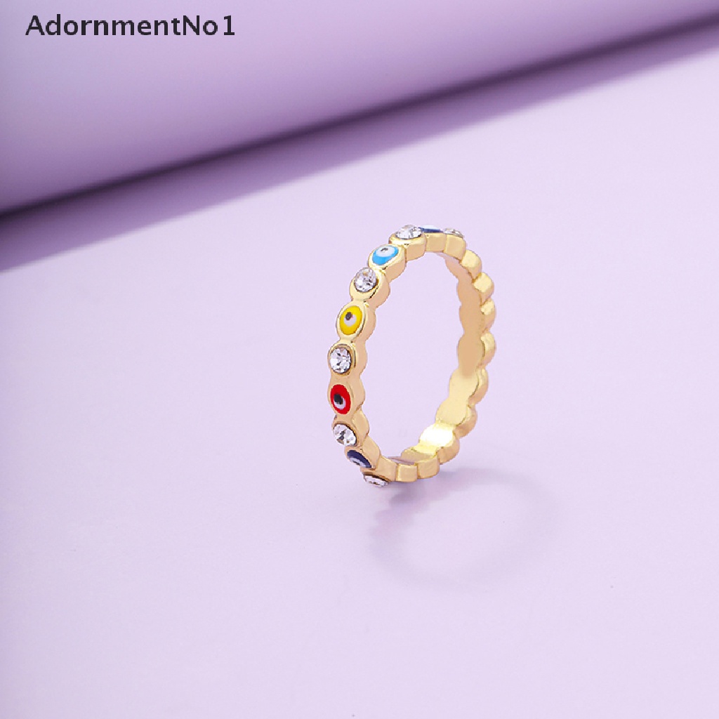 (AdornmentNo1) Ins Cincin Gaya retro Motif Mata Aksen Berlian Biru Untuk Perhiasan Wanita