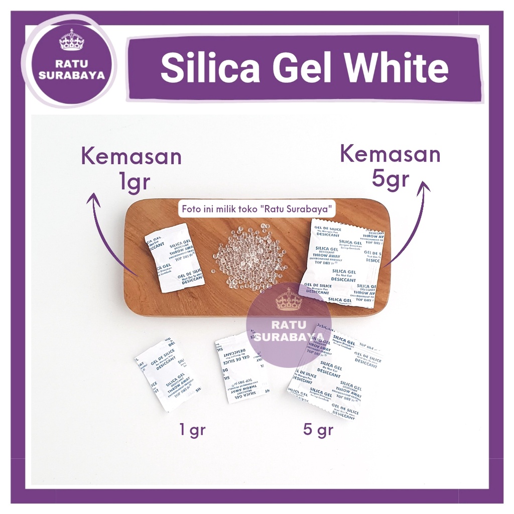 Silica Gel White Penyerap Lembab Anti Jamur isi 100 pcs @ 1gr Kamera Laundry Sepatu Baju Tas