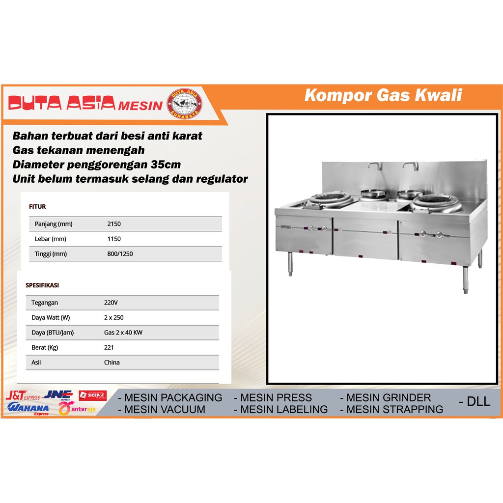 MESIN DELUXE BLOWER KWALI RANGE 2 BURNER RANGE + 2 SOUP RING