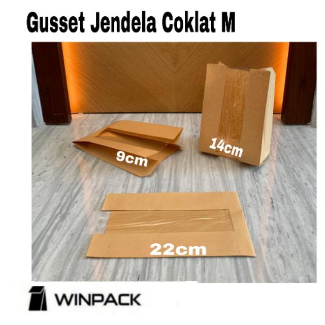

Kantong Kertas Coklat Gusset Jendela Transparan Packing 14x22x9cm (M) || Brown Paper Bag Aesthetic