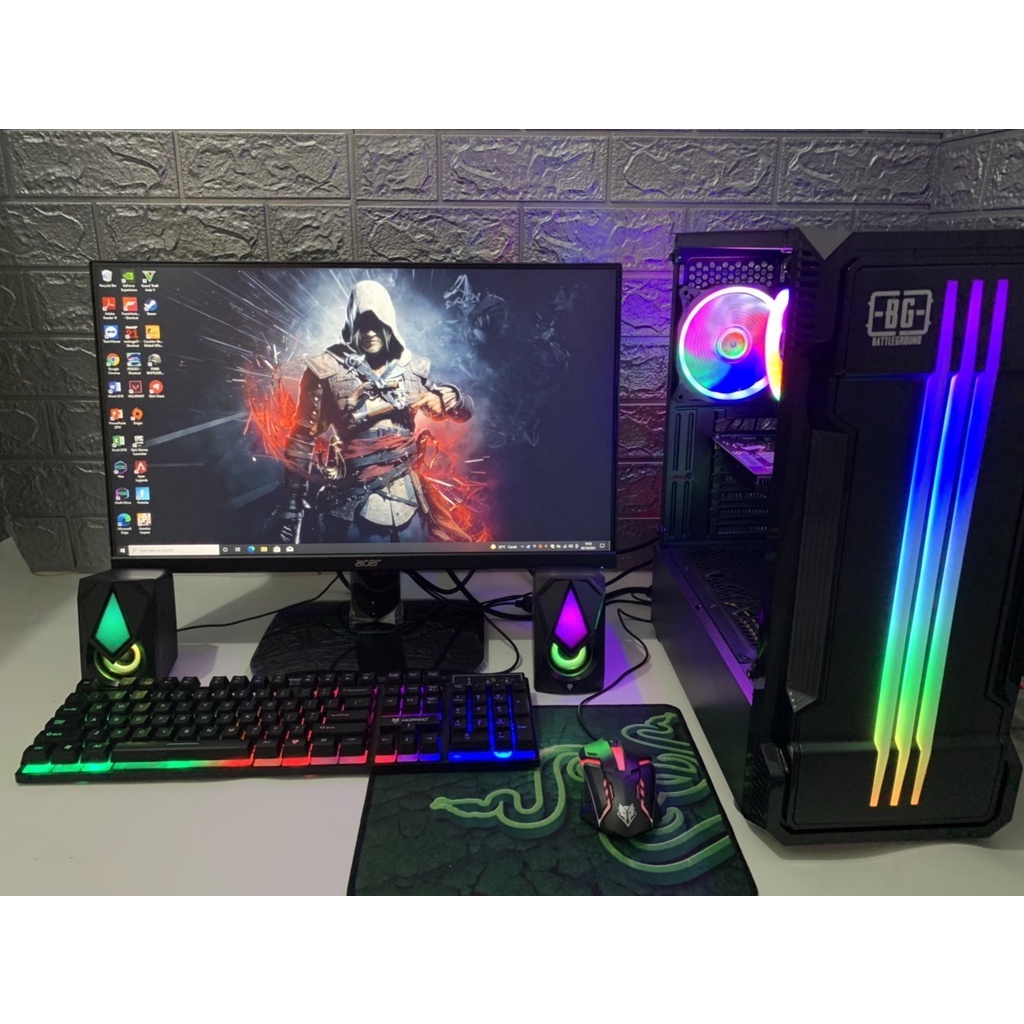 PC GAMING i7 RX550 Full Set Keyboard Mouse Speaker RGB +Monitor Gaming