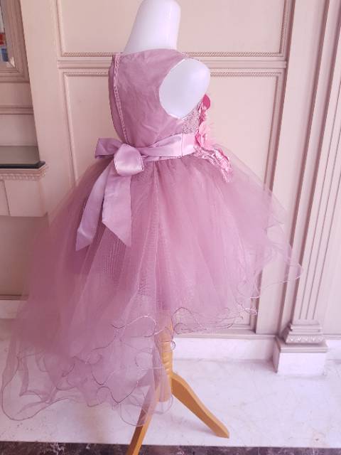 GA2567 PREMIUM NICOLINE  DRESS DUSTY ROSE gaun pesta tutu ulang tahun anak perempuan princess import