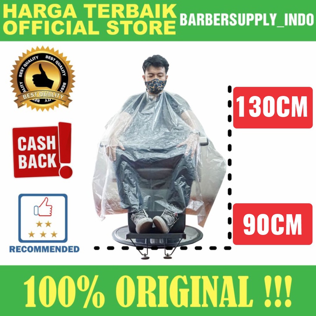 Cape Barber Plastik Sekali Pakai / Kip Barber Pelindung Diri Corona