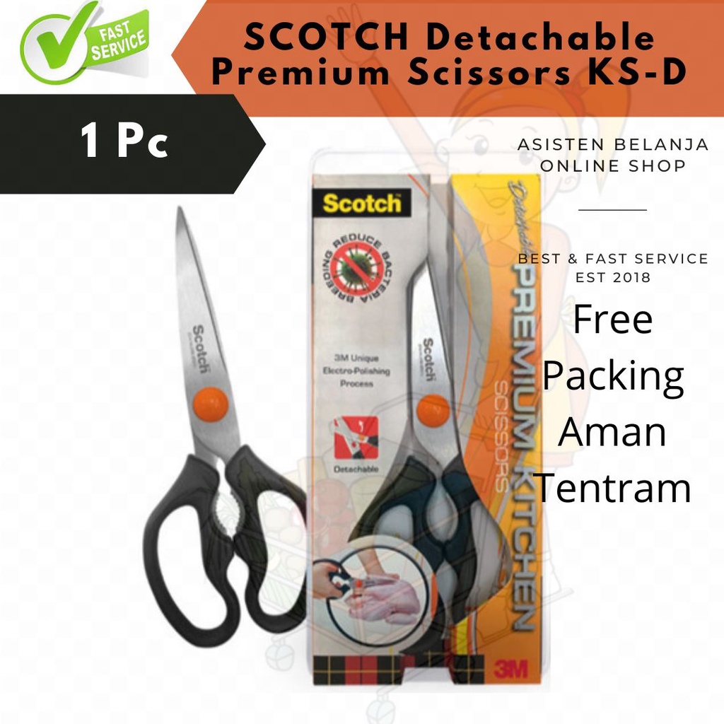 3M SCOTCH Premium Kitchen Scissor Gunting Dapur Stainless Steel Anti Karat Serbaguna 1pc