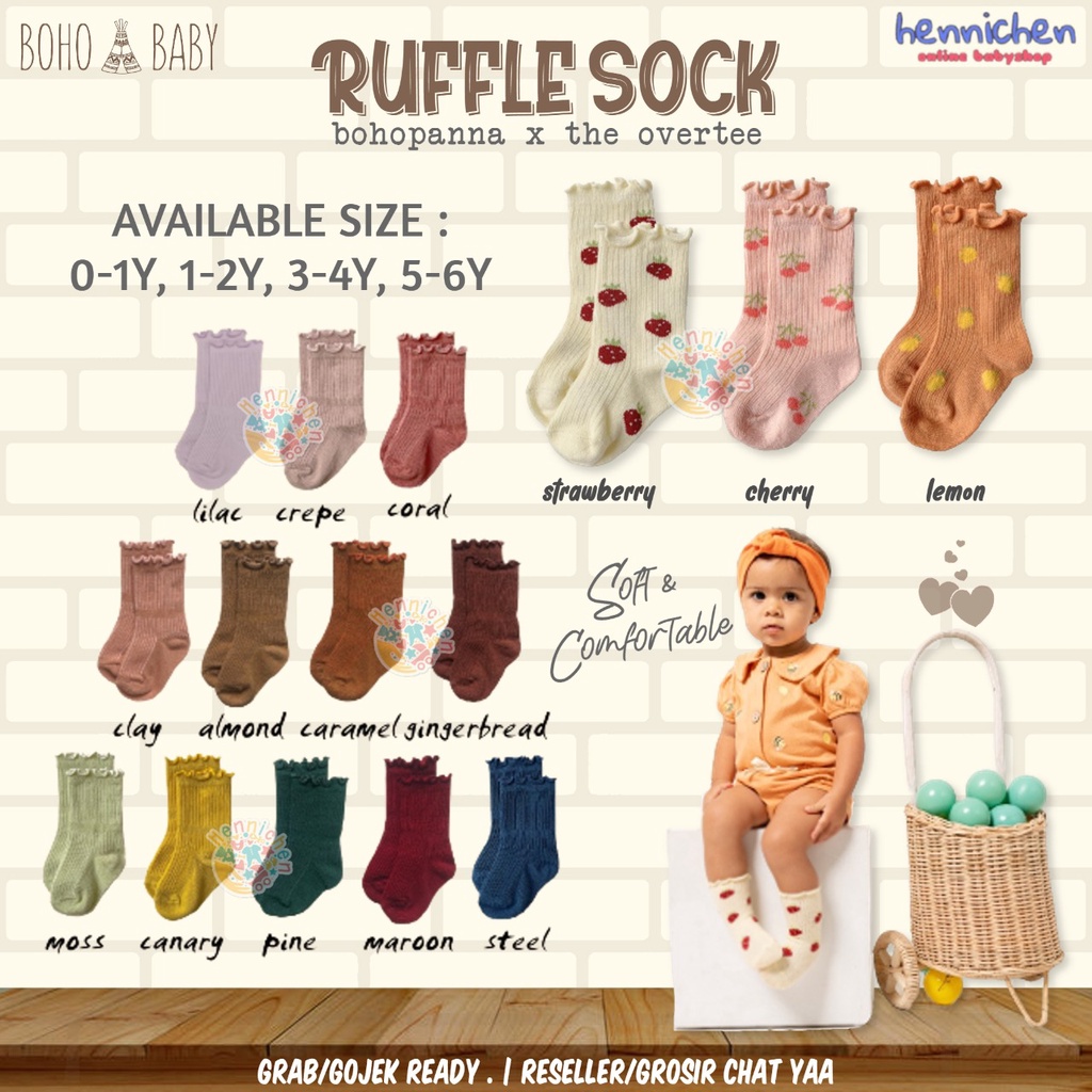 BohoPanna Ruffle Socks The Overtee Kaos Kaki Ruffle Bayi 0-6 Tahun Socks