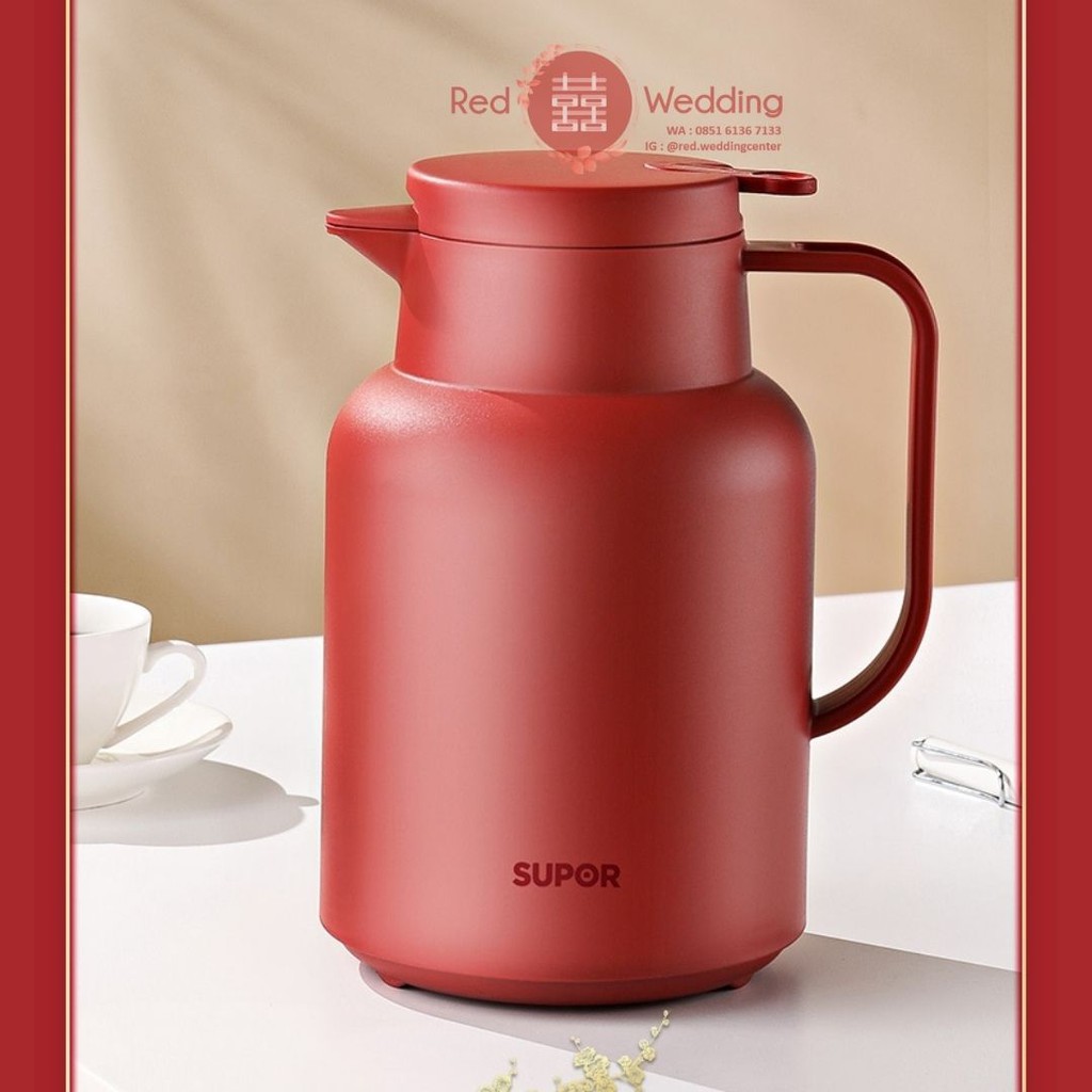 SUPOR Termos Teko Air Panas / Dingin Warna Merah Wedding Kapasitas Besar 1.5 Liter