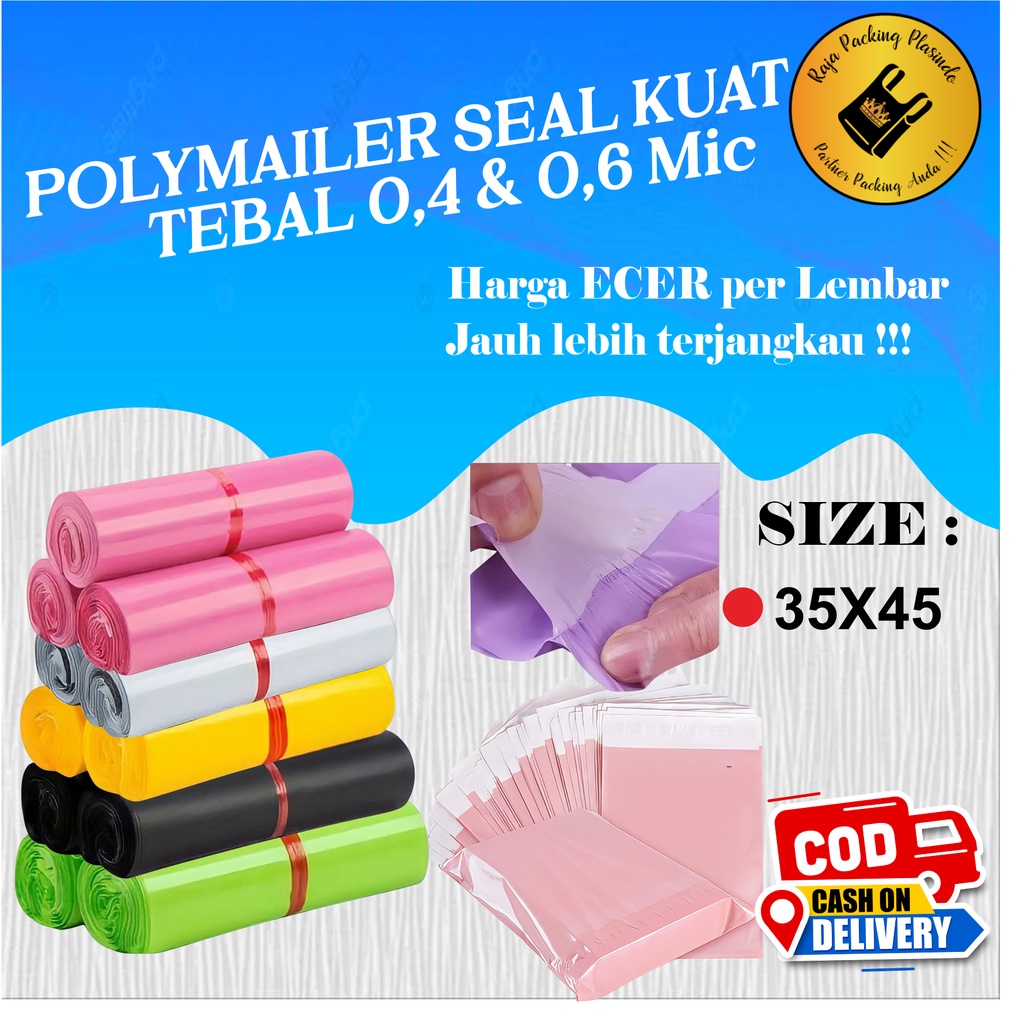 &lt;Ecer&gt; Polymailer Plastik Packing Uk 35x45 Tebal 0,4 dan 0,6 Plastik Olshop Plastik Perekat Plastik Packing Olshop Plastik Sweater